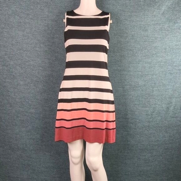 White House Black Market Striped Mini-Dress With Coral Ombre - Picture 1 of 11